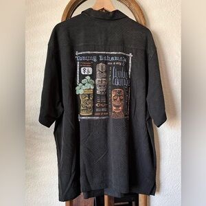 Tommy Bahama Limbo Lounge Embroidered Camp Shirt 1XB Black Silk Blend